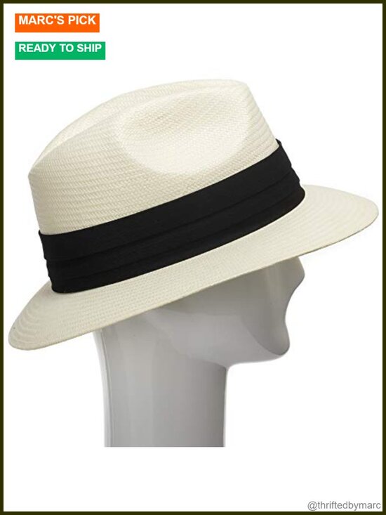 Straw Fedora Hat Wide Brim Lightweight UPF50+ Sun Protection